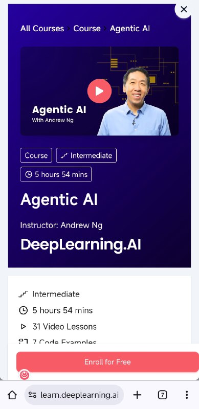 这周就学这门课了吴恩达推出了 agentic AI课程